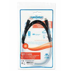 Manhattan kabel USB 2.0 Type-C, 3A, 60W, 2m, crni 354875