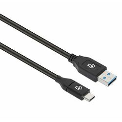Manhattan kabel USB 3.2, USB-A na USB-C, 1m, crni 394888