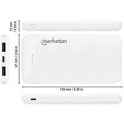 Manhattan powerbank 10000mAh,USB-C,microUSB-A,bije 406277