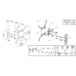 Manhattan TV nosač zidni 13"-43" do 20kg, crni 461405