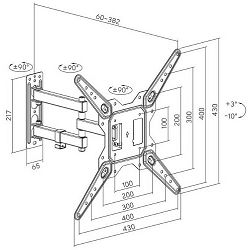 Manhattan TV nosač s duplom rukom23"-55",30kg,crni 462624