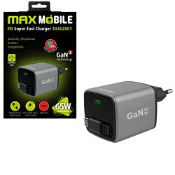 MAXMOBILE KUĆNI PUNJAČ PD SUPER FAST CHARGE TR462001, 2xTypeC, GaN2,65W