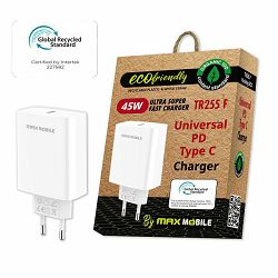 MAXMOBILE KUĆNI PUNJAČ PD SUPER FAST CHARGE TYPE C TR-255F 45W, GRS, ECO