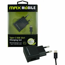 MAXMOBILE KUĆNI PUNJAČ SET 2U1 USB+ TYPE C KABEL 2.4A