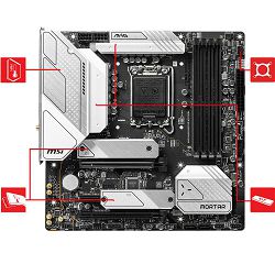 MSI MAG B660M MORTAR WiFi DDR4, mATX, Socket LGA 1700 (Dual Channel, 4xDIMM, 2x PCI-E x16, 1x PCI-E x1, 6x SATAIII, 2x M.2, 1x HDMI, 1x DP, 8x USB 2.0, 2x USB 3.2 Type-C Gen 2, 5x USB 3.2 Type-A), WiF