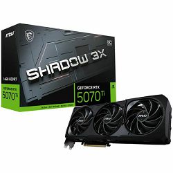 MSI Video Card Nvidia GeForce RTX 5070 TI 16G SHADOW 3X OC (16GB GDDR7/256bit, PCI-E Gen5, 3x DP 2.1, 1x HDMI 2.1, 1x 16-pin Power Connector,BULK)