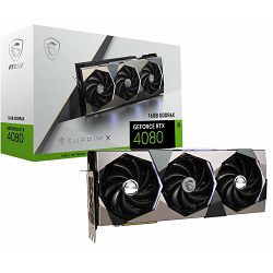MSI Video Card NVidia RTX 4080 16GB SUPRIM X 16 GB (16GB GDDR6X/256bit, PCI-E Gen4, 3x DP, 1x HDMI, 1x16-pin Power Connector, 850W recommended PSU, ATX, Retail)