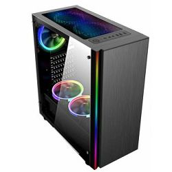 NaviaTec Master V2 Gaming Case, Tempered Glass Panel, 3x Black fans