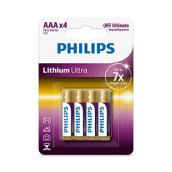 Philips Lithium ultra baterije AAA, 4 komada FR03LB4A/00