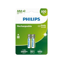 Philips punjive bazterije AAA,2 komada, 800 mAh R03B2A80/10