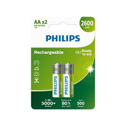 Philips punjive baterije AA, 2 komada, 2600 mAh R6B2A260/10