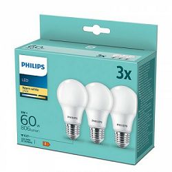 Philips LED žarulja, E27, A60, topla, 8W, mat. 3x 929002306203