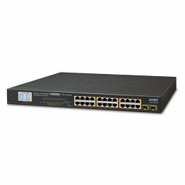 Planet Unmanaged 24-Port RJ45 Gigabit 802.3at PoE 2-Port Gigabit SFP Ethernet Switch with LCD PoE Monitor