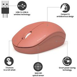 Port miš OFFICE bežični USB-A/USB-C, narančasti 900542