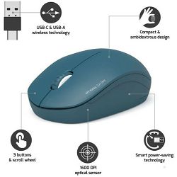 Port miš OFFICE bežični USB-A/USB-C, plavi 900545