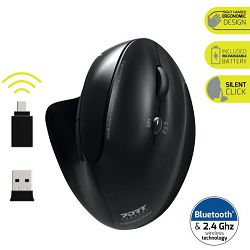 Port miš ergonomski WL/BT, punjivi, vertikalni 900706-BT