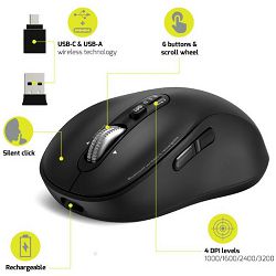 Port miš EXPERT WL+BT, punjivi USB-C, crni 900707C