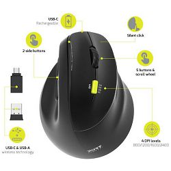 Port miš 2.4 GHz BT erg. punjivi za dešnjake, crni 910007