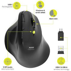 Port miš ERFO SOFT BT+WL, punjivi, crni 910200