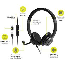 Port slušalice stereo USB-A/C+mikrofon, crne 912001