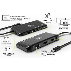 Port docking travel  USB-C,1x4K ili 2xFHD, do 100W 901917