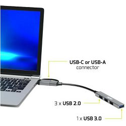 Port HUB USB-C/A 4 porta 480 Mbps SLIM 900160