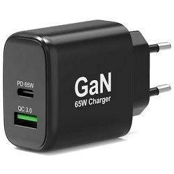 Port zidni punjač GaN 65W USB-C/USB-A, crni 902104EU