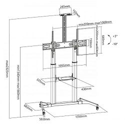 SBOX pokretni podni stalak za TV 60"-100",do 100kg FS-3610