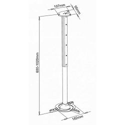 Stropni nosač projektora PM-102XL 15kg, 60-102cm  PM-102XL