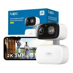 Tapo Indoor/Outdoor Home Security Wi-Fi Camera, Max. Resolution: 2304x1296px, microSD Card Slot (Up to 512 GB), Live View, Vivid Colors, Sound and Light Alarm, Local and Cloud Storage