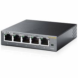 TP-Link TL-SG105E 5-Port Gigabit Desktop Easy Smart Switch, 5 10/100/1000Mbps RJ45 ports, MTU/Port/Tag-based VLAN, QoS, IGMP Snooping, Green technology, Metal Casing, Desktop/Wall mount