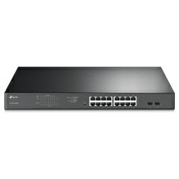 TP-Link JetStream 16-port Gigabit EasySmart PoE+ preklopnik (Switch), 16×10/100/1000M RJ45 PoE, 2×SFP Gigabit, 1U 19" rack-mount kućište (192W)