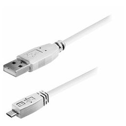 Transmedia USB typeA plug-Micro USB typeB 1m, white