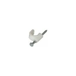 Transmedia Round Clamp for cable-O 8 mm, nail length 22 mm, white, 100pcs