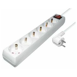 Transmedia 6-way power strip, White, 1,4m