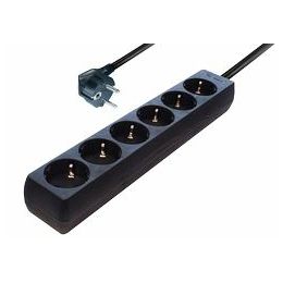 Transmedia 6-way power strip, 5,0 m cable, Black