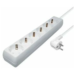 Transmedia 6-way power strip, 5,0 m cable, White