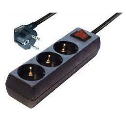 Transmedia 3-way Schuko power strip black