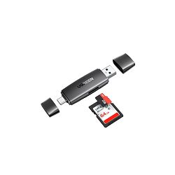 UGREEN čitač memorijskih kartica USB-C + A, TF/SD kartice, crni