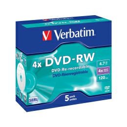 DVD-RW Verbatim 4.7GB 4× Matt Silver 5 pack JC