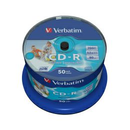 CD-R Verbatim 700MB 52× DataLife+ Wide InkJet PRINTABLE (No ID) 50 pack spindle