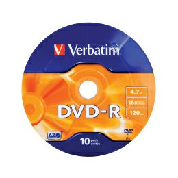 DVD-R Verbatim 4.7GB 16× Matt Silver Wagon Wheel 10 pack 