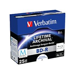 Blu-Ray M-Disc Verbatim BD-R SL 25GB 4× Printable 5 pack JC (Single Layer)