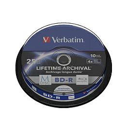 Blu-Ray M-Disc Verbatim BD-R SL 25GB 4× Printable 10 pack spindle (Single Layer)