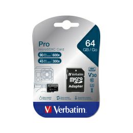 Verbatim memorijska kartica PRO Micro SDXC 64GB, U3, V30, Class 10 Card + adapter