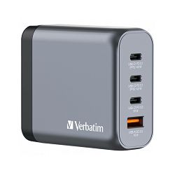 Verbatim GNC-140 GaN zidni punjač 140W, 4 priključka, 2 x USB-C PD 140 W / 1 x USB-C PD 20 W / 1 x USB-A QC 3.0