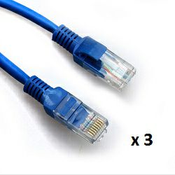SBOX patch kabel UTP Cat 5e, 10m, plavi, 3 kom UTP-10BL