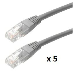 SBOX patch kabel UTP Cat 5e, 1m, sivi, 5 kom UTP-1