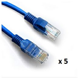 SBOX patch kabel UTP Cat 5e, 5m, plavi, 5 kom UTP-5BL
