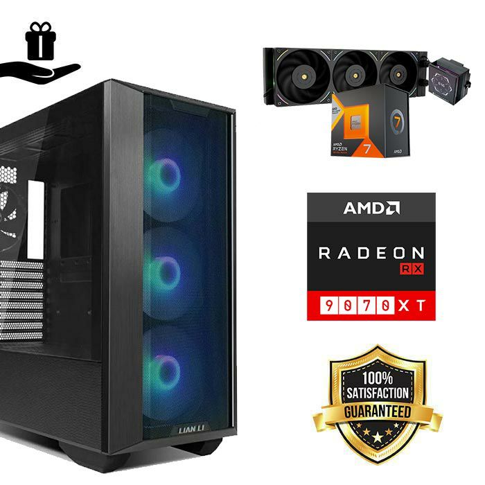 FuturaIT Elite Gamer PC (AMD Ryzen 7 7800X3D, 32GB RAM, SSD 2TB, RX 9070XT, 1000W, Midi ATX)